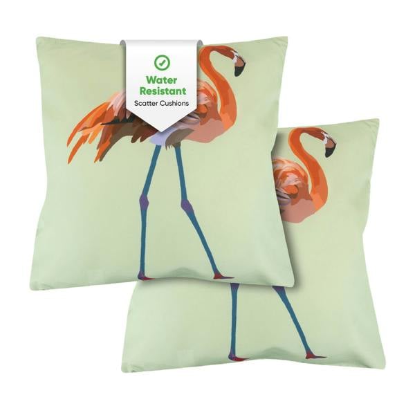 Gardenwize Pair of Outdoor Scatter Cushions – Solo Flamingo Design