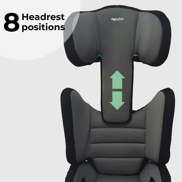 MBCSB30 i-Size (100-150cm) High Back Booster Car Seat - Grey & Black