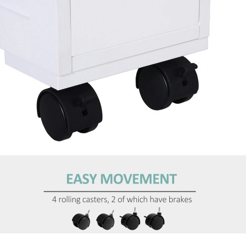 Wyld Haus Minbalu Narrow Rolling Bathroom Storage Unit With 2 Drawers And Wheels