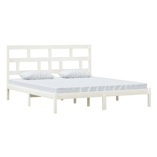 Berkfield Bed Frame White 180x200 cm Super King Size Solid Wood