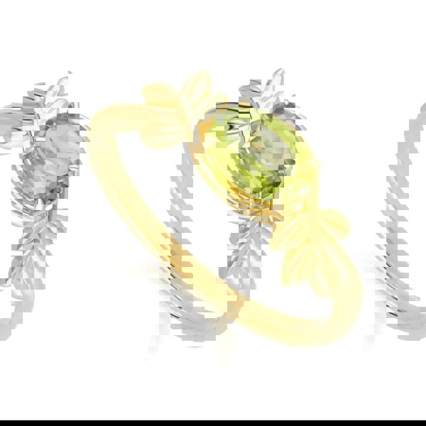 135R2092019 O Leaf Peridot Ring In 9ct Yellow Gold Side