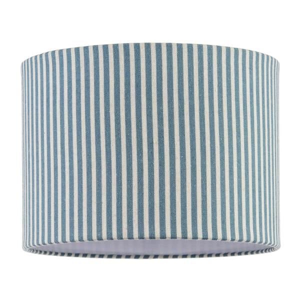Dusty Blue Thin Striped Linen Fabric Lamp Shade with Inner Lining Image 1