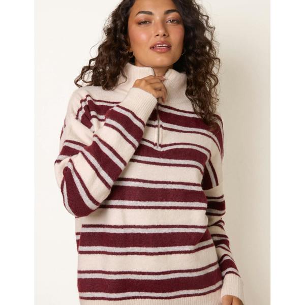 Blue Vanilla Stripe Knit Zip Top Jumper