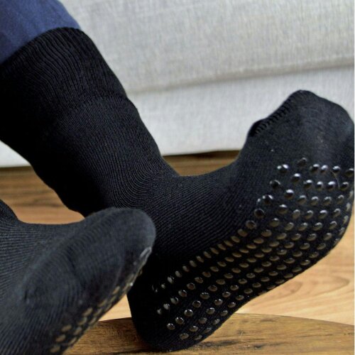 THMO 3 Pairs Unisex Multipack Anti-Slip Bamboo Slipper Socks with Grippers