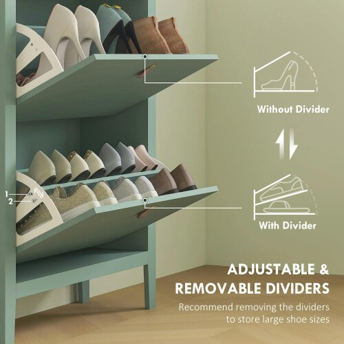 Wyld Haus Sela Wooden Mint Green Modern 2 Drawer Shoe Cabinet  Faux Leather Handles