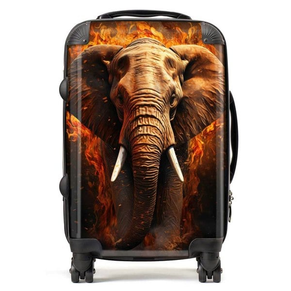 Warren Reed Splashart Elephant and fire Suitcase