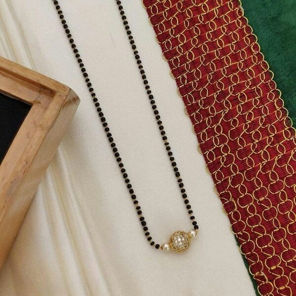 The Colourful Aura Indian Gold Plated Single Strand Gold Zircon Ball Mangalsutra Minimalist Nazaria Necklace