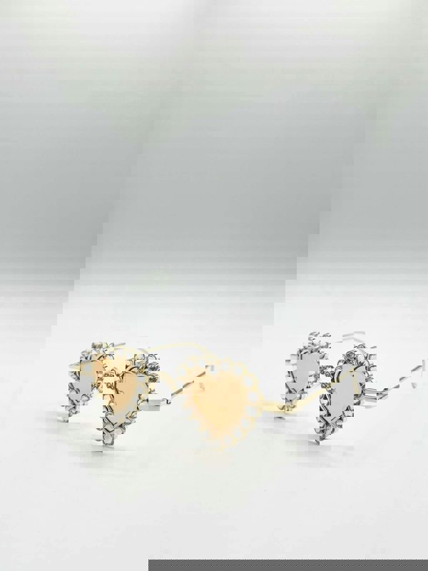 SVNX Heart Diamante Sunglasses Gold Champagne