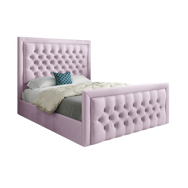 Casa Magna Rovigo Upholstered Soft Velvet Bed Frame - Pink