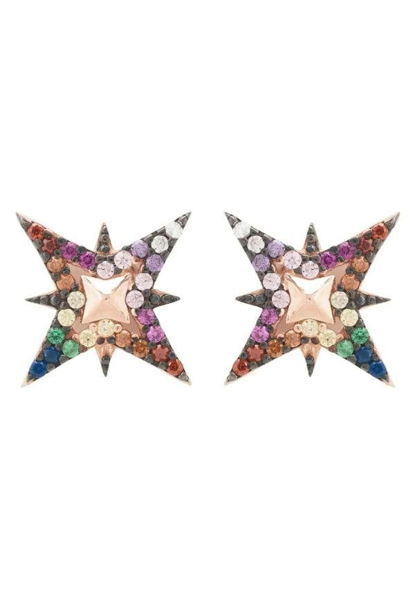 North Star Rainbow Stud Earrings Rosegold - LATELITA Earrings