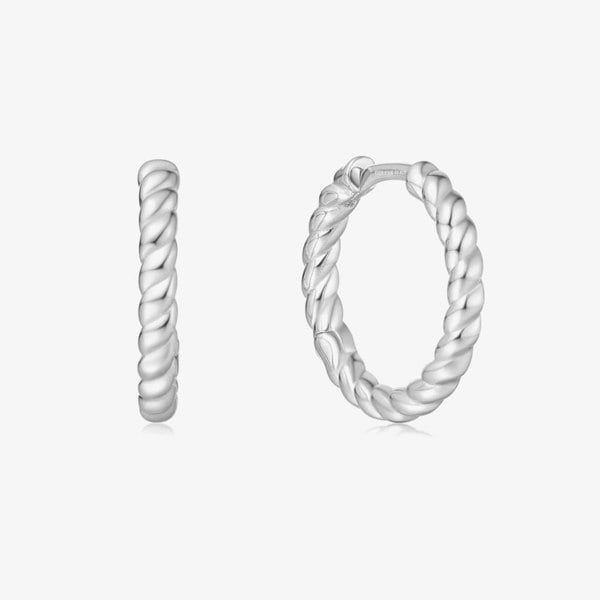 Ania Haie Chill Voyager Sterling Silver Textured Medium Hoop Earrings E063-05H