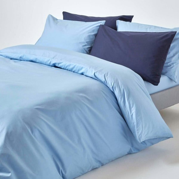 HOMESCAPES Crisp & Cool 200 TC Egyptian Cotton Percale Duvet Cover Set, European Size