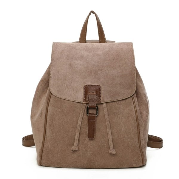 Kitise Trendy Faux Suede Drawsting Spacious Travel Backpack