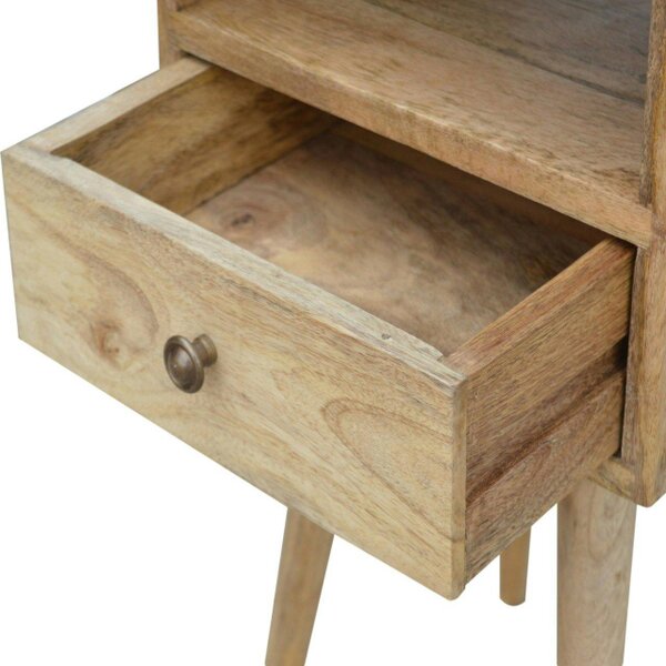 Wyld Haus Parma Mini Oak Mango Wood Bedside Table with Drawer and Open Shelf