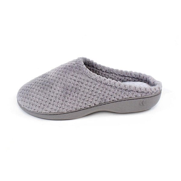 Totes Isotoner POPCORN TERRY Womens Mule Slippers Grey