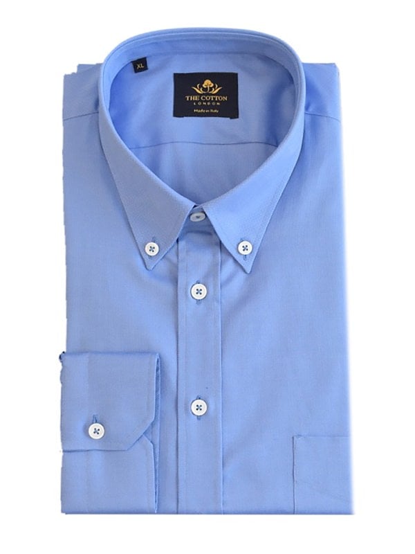 Smart-casual mid blue shirt in Thomas Mason® Royal Oxford fabric