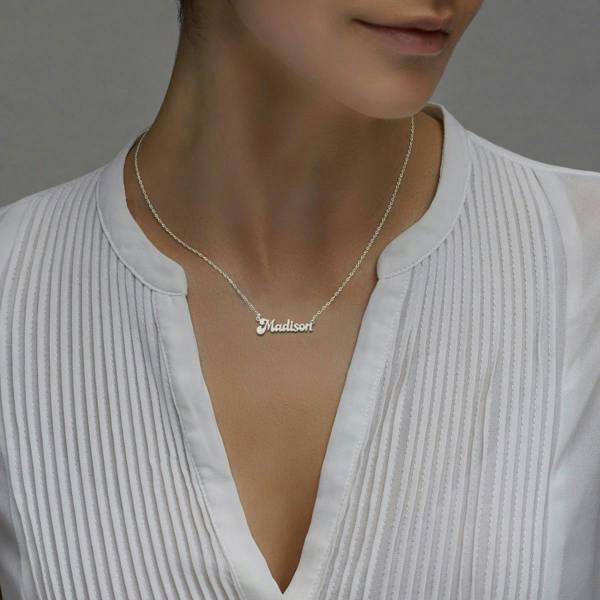Sterling Silver Retro 70s Style Personalised Name Necklace - Love Silver Jewellery