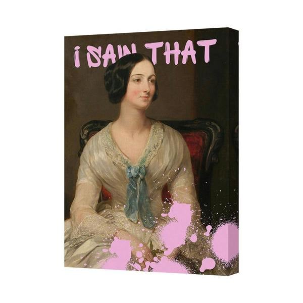 Benjamin Tate Design I Said That Canvas Art Print Featuring a Classical Portrait and Pink Splatter