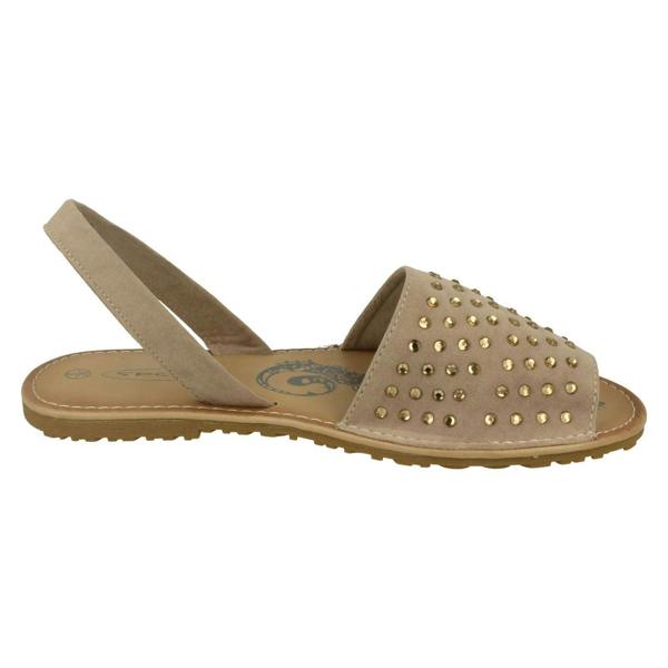 Spot On Ladies Spot On Elasticated Slingback Open Toe Flat Sandals
