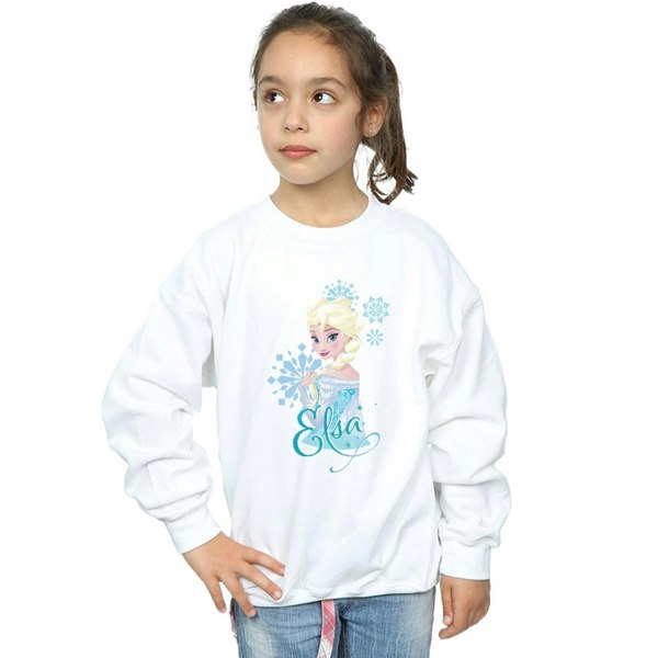 Disney Girls Frozen Elsa Snowflakes Sweatshirt - White