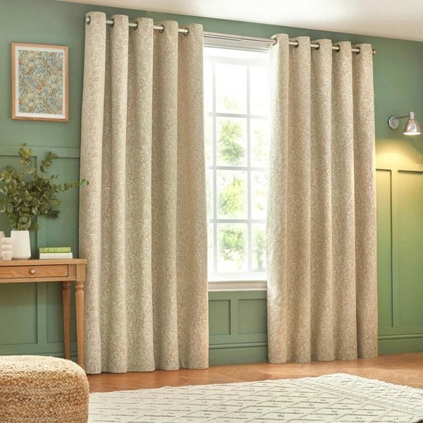 Wylder Nature Grantley Jacquard Eyelet Curtains - Natural