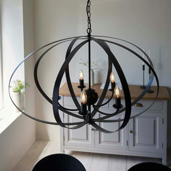 Pagazzi Lighting Midnight 5 Light Matte Black Pendant Ceiling Light