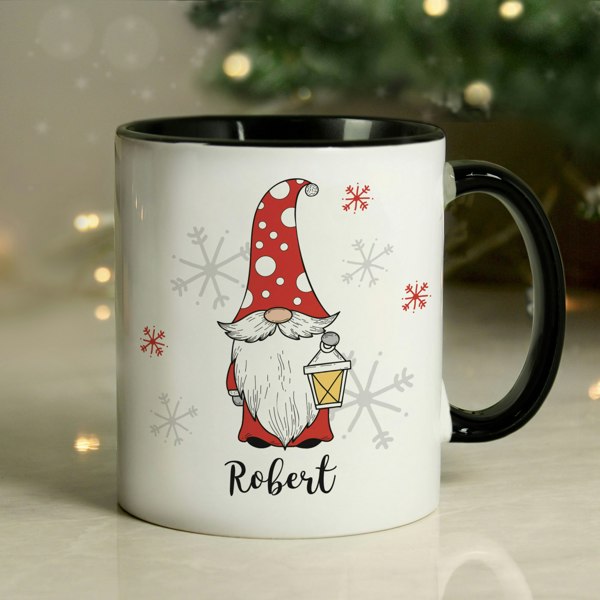 Personalised Memento Company Personalised Gonk Family Black Handled Christmas Mug - Male