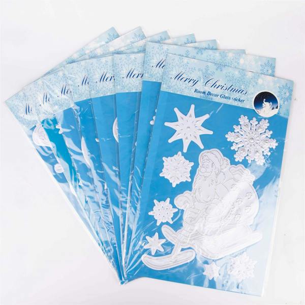 8 Pack 3D Christmas Window Stickers for Glass Surfaces in Snowy White and Silver image 2
