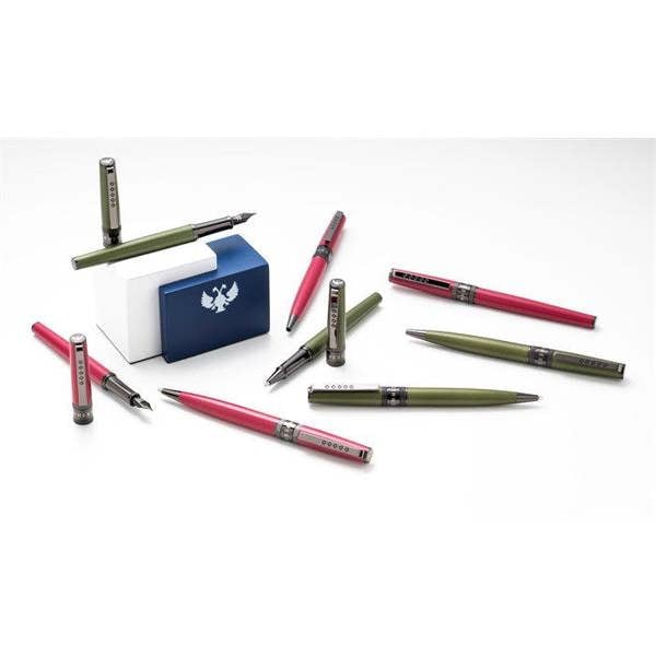 Tom Hessin Rebel Collection Garrison Green Fountain Pen With Gunmetal Trim & PVD Black Fine Nib