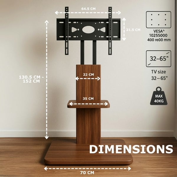 BMBO 2 Tier Adjustable TV Floor Stand With 2 Shelves