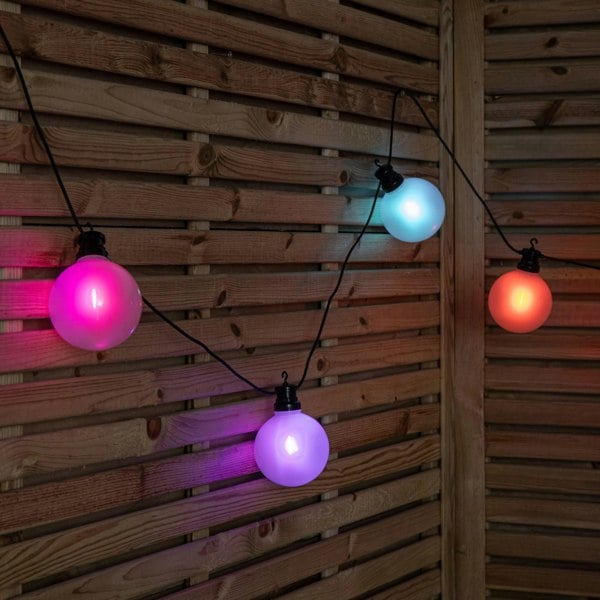 Samuel Alexander 4.5m Set of 10 Frosted Ball Style Cap String Lights with Filament in Rainbow