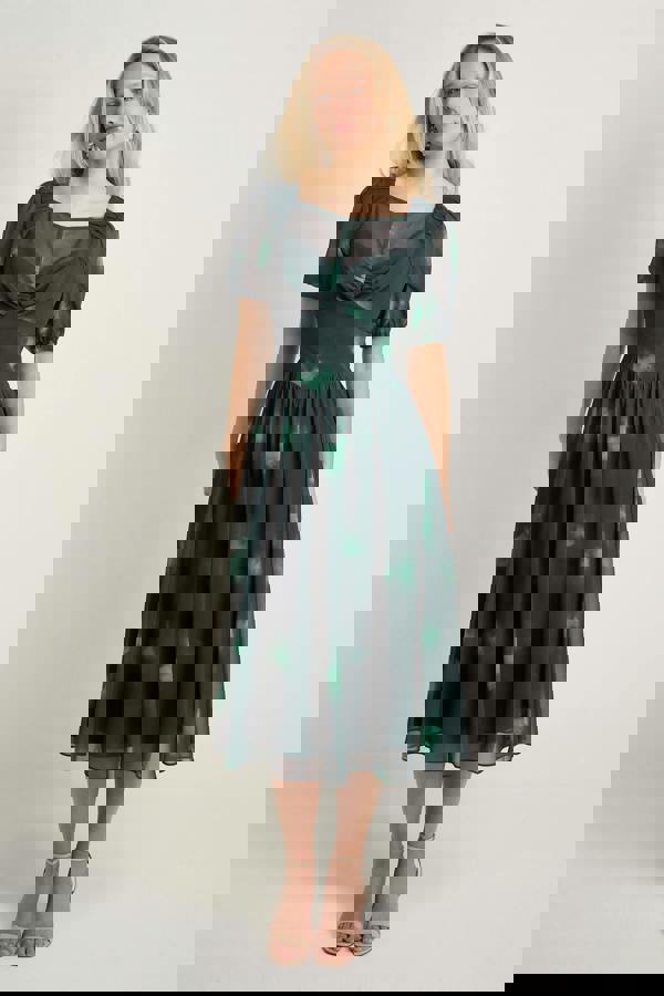 GWD Calla Green Printed Midi Dress