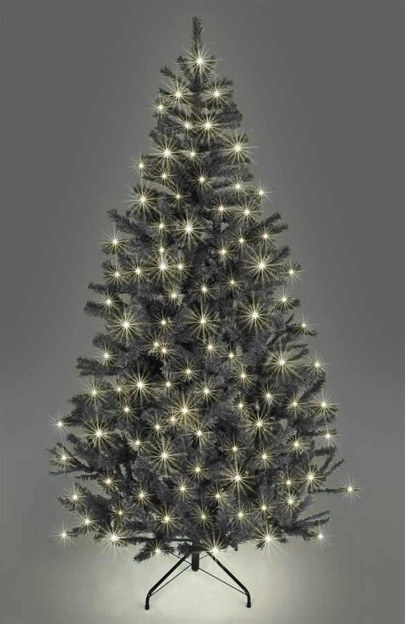 Shatchi 5ft, 7ft and 8ft Pre-Lit Black Alaskan Pine Christmas Trees with Warm White LEDs