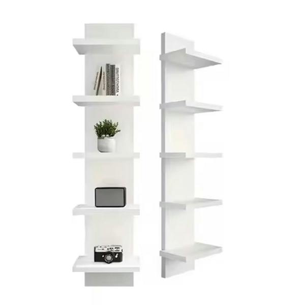 Havendro White 5 Tier Vertical Wall Shelf Floating Storage Unit Decorative Display Shelf