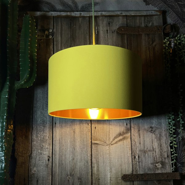 Love Frankie banana cotton lampshade copper lining light on