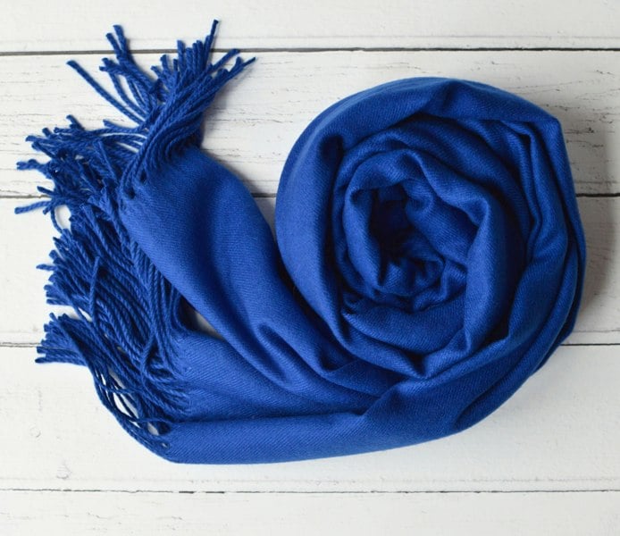 Antonia York Pashmina | Drew Super Soft Large Special Occasion Wrap with Tassels - Royal Blue