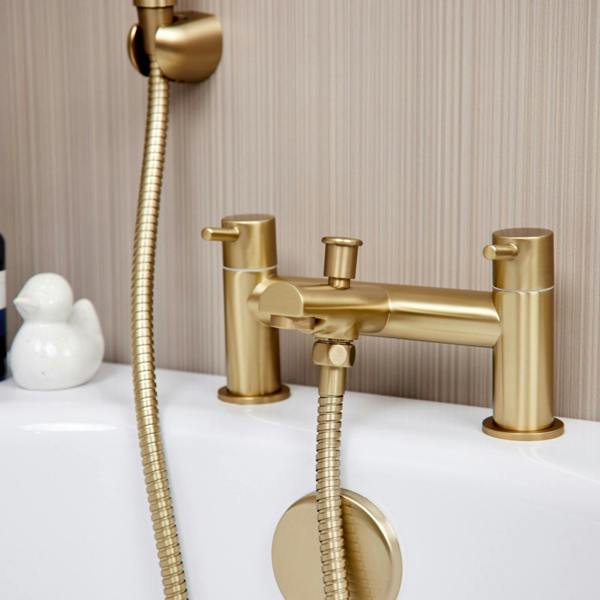 Flode Runn | Bath Shower Mixer | Including Handset and Holder | Brushed Brass