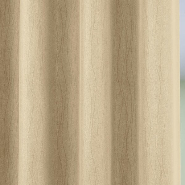 Enhanced Living Cream Thermal Energy Saving Eyelet Curtain With Wave Pattern - Ideal For Living Room & Bedroom