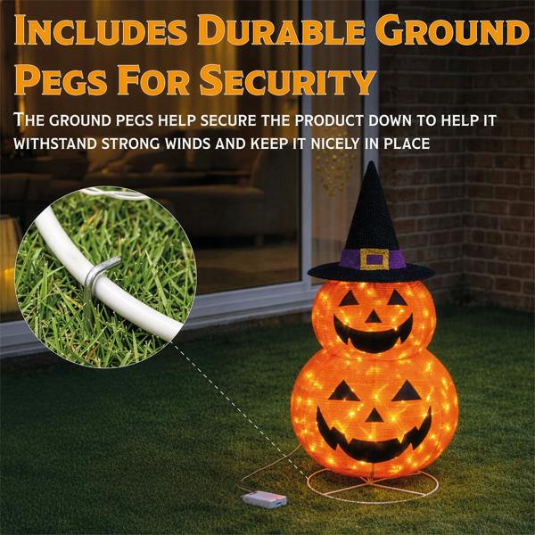 Fxlab Foldable Pumpkins Outdoor Battery Decoration with 50cm Cable Timer