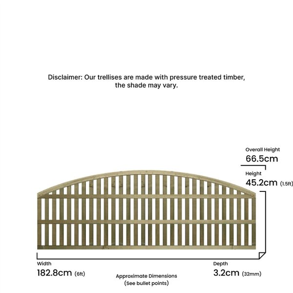 Premier Garden Supplies Florence Fence Panel Topper Garden Trellis 6ft x 1-4ft Decorative Arched Fencing Wall-Mount Privacy Balcony Patio Screen - Wood - 3, 4 or 5 - 3 Pack Height: 1.5ft x Width: 6ft (182.8cm) x 3 Pack