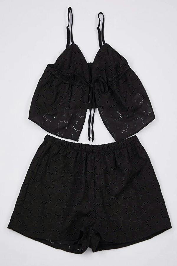 WOVCOR Floral Embroidered Lined Cami Top and Shorts Pyjama Set