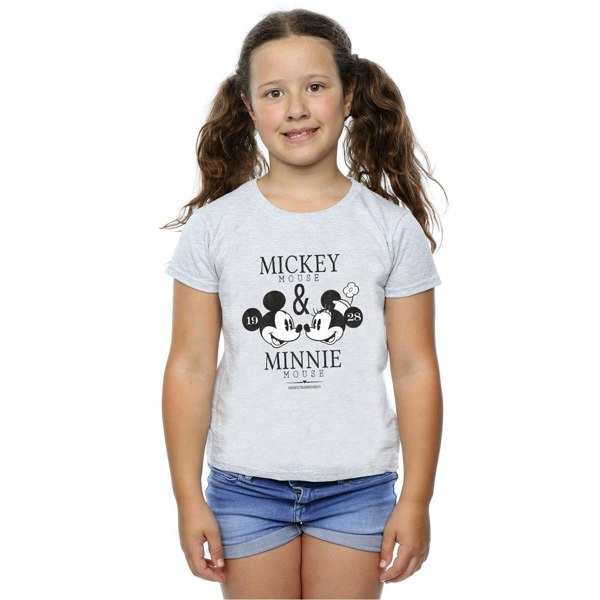 Disney Girls Crush Mondays Mickey & Minnie Mouse Cotton T-Shirt - Sports Grey