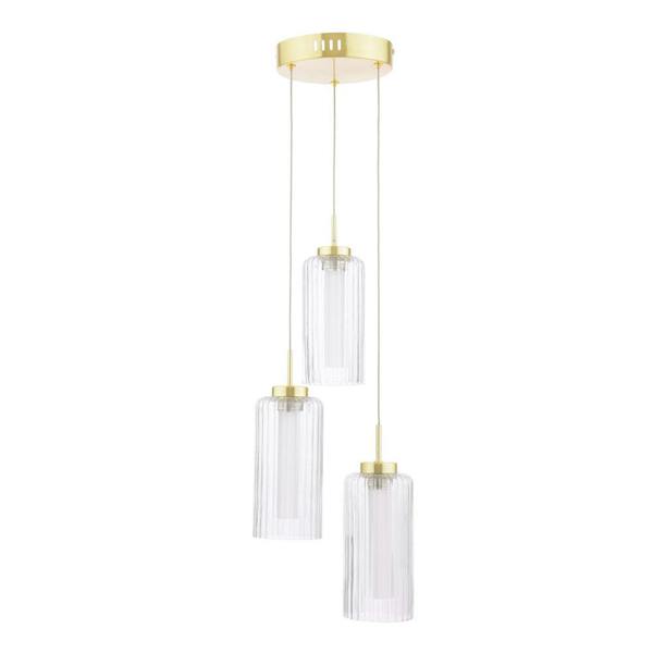 Pagazzi Lighting Vida 3-Light Satin Brass and Glass Cluster Pendant