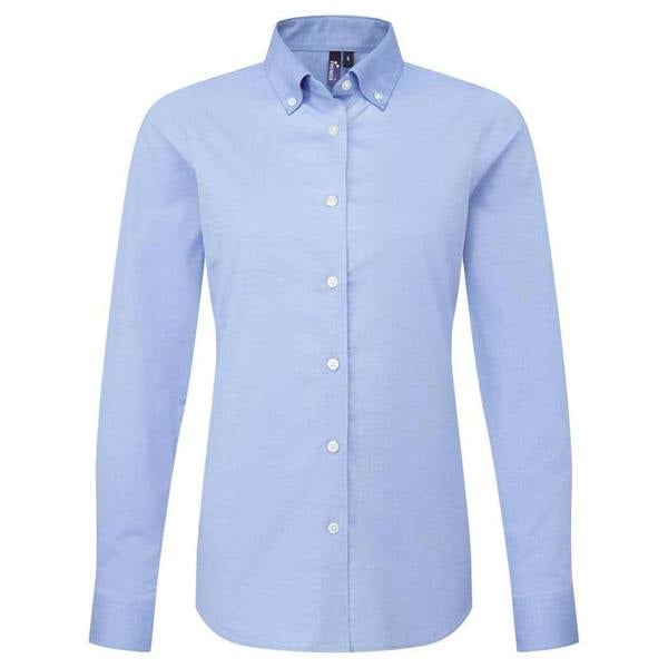 Premier Womens/Ladies Supreme Oxford Long-Sleeved Formal Shirt - Oxford Blue