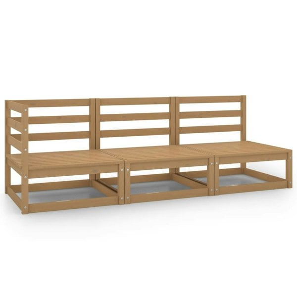 Berkfield 3 Piece Garden Lounge Set Honey Brown Solid Pinewood
