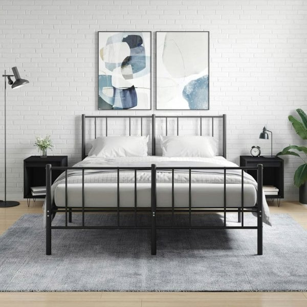 Berkfield Bedside Cabinets 2 pcs Black 40x35x50 cm Engineered Wood