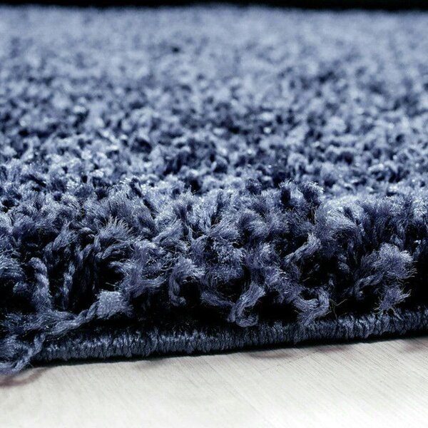 Navy Fluffy Rug Dark Blue Shaggy Plain Bedroom Living Room Carpet Modern High Pile Woven Mats