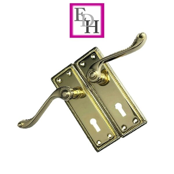EDH Door Hardware Georgian Style Scroll Brass Finish Door Handles – Internal Door Handles