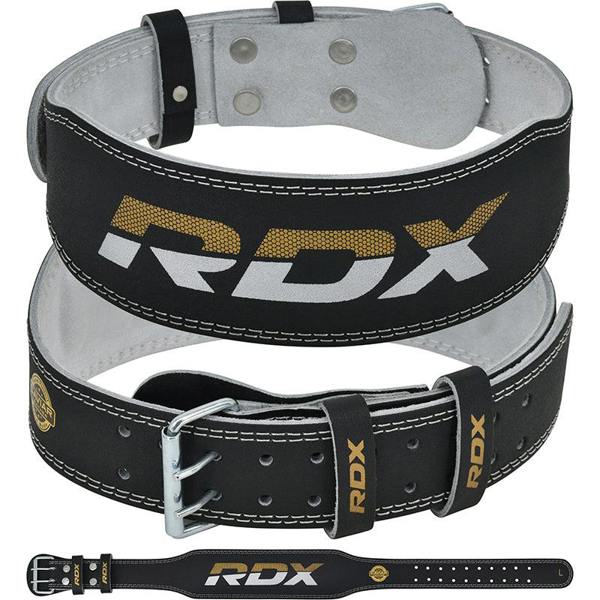 RDX Sports BELT 4" LEATHER BLACK GOLD
