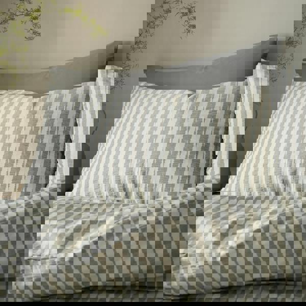 Pineapple Elephant Cotton Rich Woven Stripe Duvet Cover Set Grey